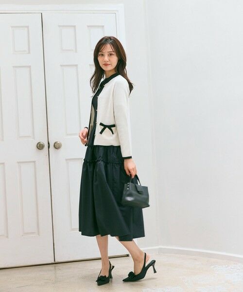 Feroux / フェルゥ カーディガン・ボレロ | バイカラーリボンニット カーディガン | 詳細2