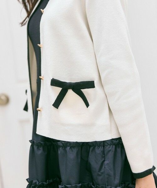 Feroux / フェルゥ カーディガン・ボレロ | バイカラーリボンニット カーディガン | 詳細4