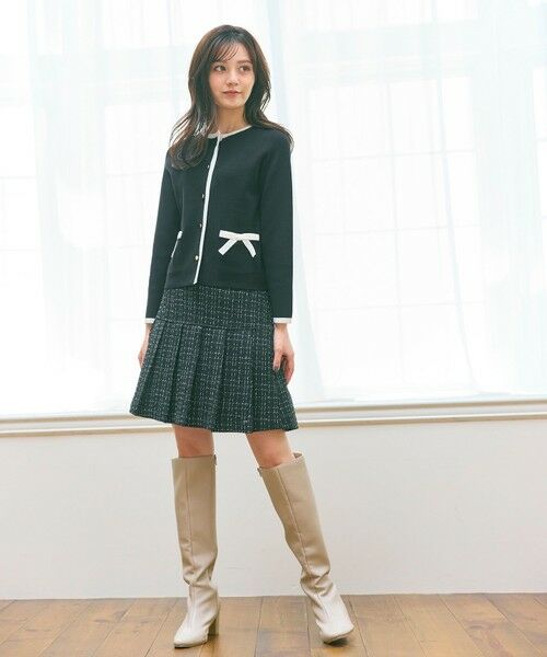 Feroux / フェルゥ カーディガン・ボレロ | バイカラーリボンニット カーディガン | 詳細7