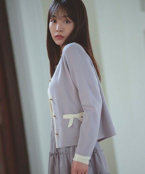 Feroux / フェルゥ カーディガン・ボレロ | バイカラーリボンニット カーディガン | 詳細16