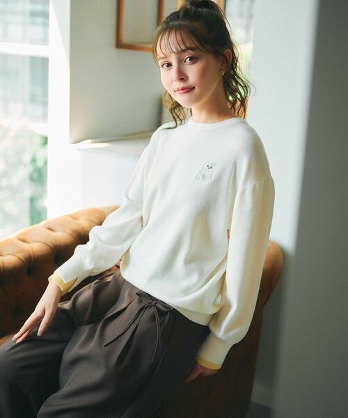 Feroux / フェルゥ ニット・セーター | 【猫カフェMOCHAコラボ】しらたまくん刺繍 ニット | 詳細1