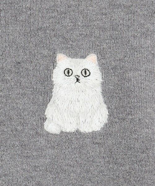 Feroux / フェルゥ ニット・セーター | 【猫カフェMOCHAコラボ】しらたまくん刺繍 ニット | 詳細7