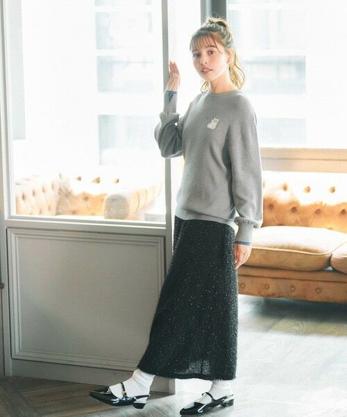 Feroux / フェルゥ ニット・セーター | 【猫カフェMOCHAコラボ】しらたまくん刺繍 ニット | 詳細4