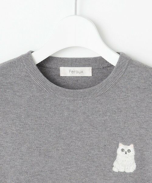 Feroux / フェルゥ ニット・セーター | 【猫カフェMOCHAコラボ】しらたまくん刺繍 ニット | 詳細6