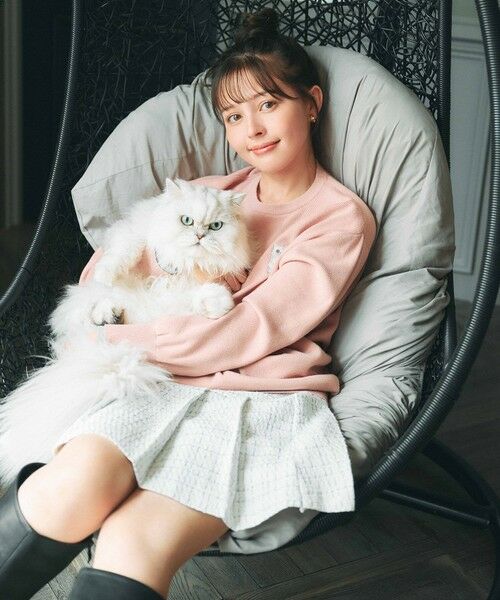 Feroux / フェルゥ ニット・セーター | 【猫カフェMOCHAコラボ】しらたまくん刺繍 ニット | 詳細14