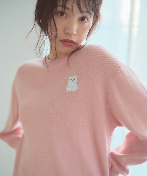 Feroux / フェルゥ ニット・セーター | 【猫カフェMOCHAコラボ】しらたまくん刺繍 ニット | 詳細16