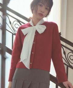 Feroux / フェルゥ カーディガン・ボレロ | 胸元刺繍パールニット カーディガン