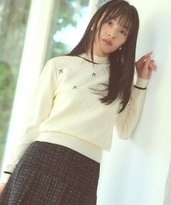 Feroux / フェルゥ ニット・セーター | リボン刺繍ダイア柄 ニット