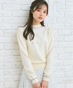 Feroux / フェルゥ ニット・セーター | リボン刺繍ダイア柄 ニット