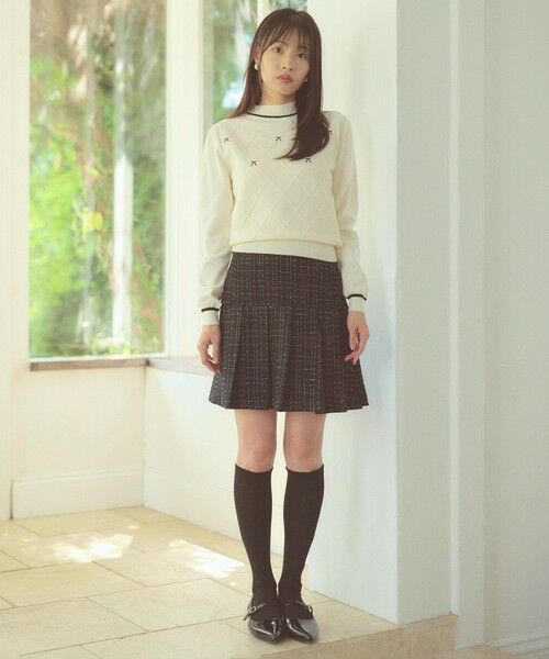 Feroux / フェルゥ ニット・セーター | リボン刺繍ダイア柄 ニット | 詳細1