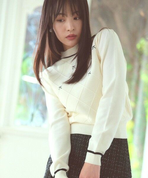 Feroux / フェルゥ ニット・セーター | リボン刺繍ダイア柄 ニット | 詳細3