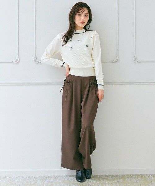 Feroux / フェルゥ ニット・セーター | リボン刺繍ダイア柄 ニット | 詳細4