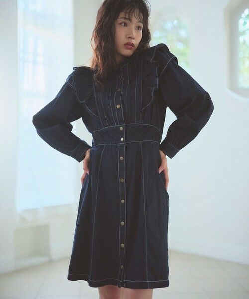 Feroux / フェルゥ ロング・マキシ丈ワンピース | デニムミディ ワンピース(ネイビー系)