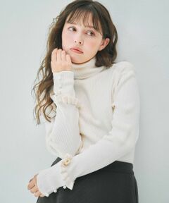 Feroux / フェルゥ ニット・セーター | パールボタン リブタートル ニット