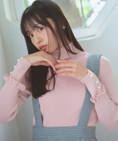 Feroux / フェルゥ ニット・セーター | パールボタン リブタートル ニット