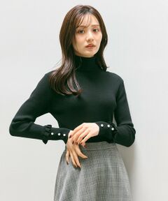 Feroux / フェルゥ ニット・セーター | パールボタン リブタートル ニット