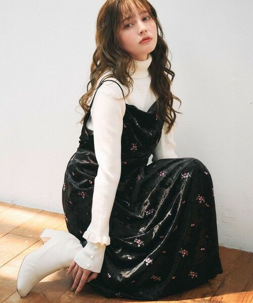 Feroux / フェルゥ ドレス | 刺繍入りベロアキャミソール ワンピース | 詳細8