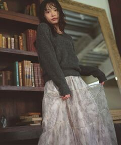 Feroux / フェルゥ セットアップ | ニット×ティアードレース スカート