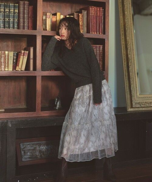 Feroux / フェルゥ セットアップ | ニット×ティアードレース スカート | 詳細1