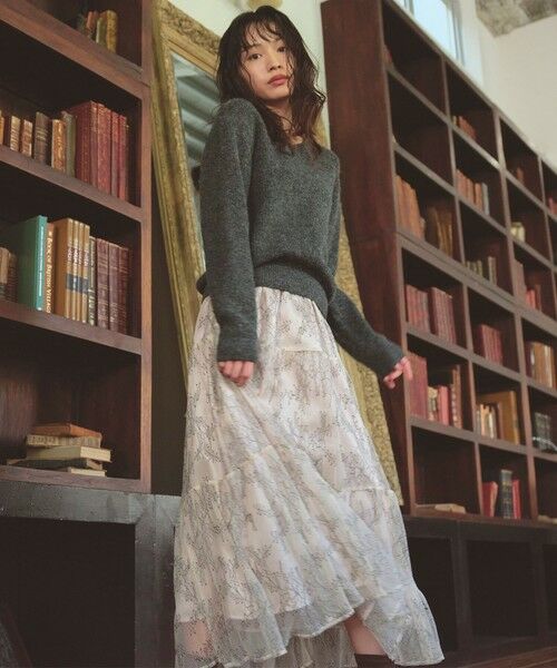 Feroux / フェルゥ セットアップ | ニット×ティアードレース スカート | 詳細3