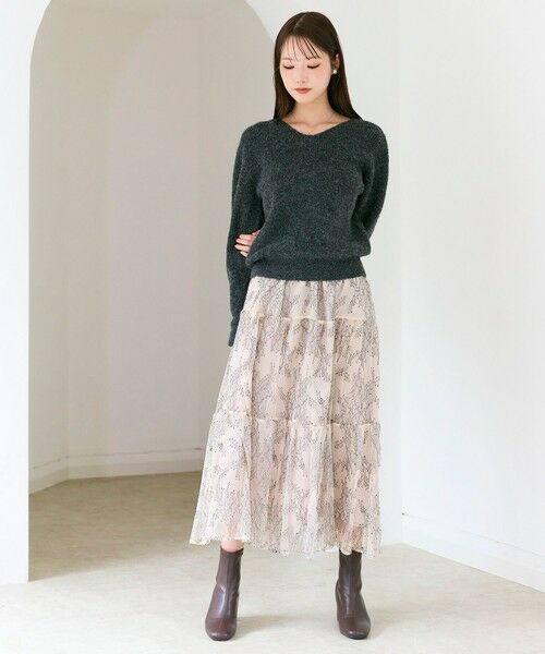 Feroux / フェルゥ セットアップ | ニット×ティアードレース スカート | 詳細4