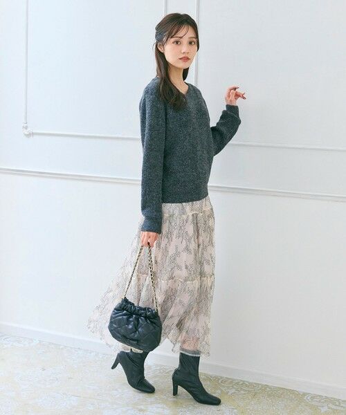 Feroux / フェルゥ セットアップ | ニット×ティアードレース スカート | 詳細5
