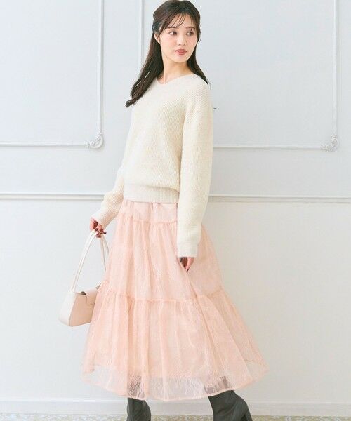 Feroux / フェルゥ セットアップ | ニット×ティアードレース スカート | 詳細23