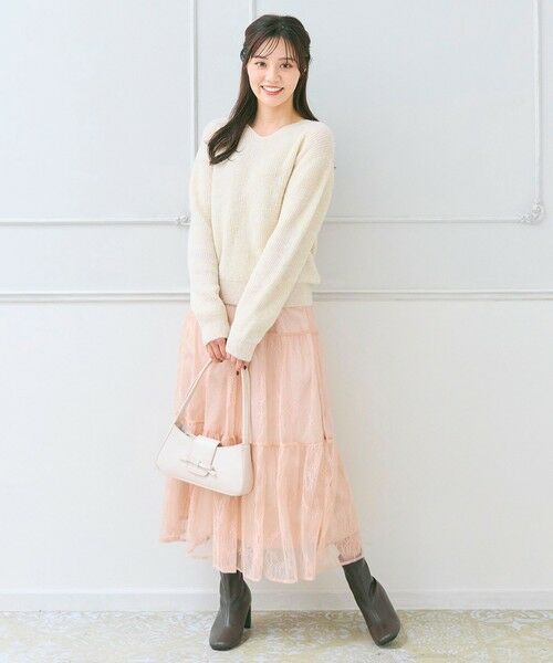 Feroux / フェルゥ セットアップ | ニット×ティアードレース スカート | 詳細24