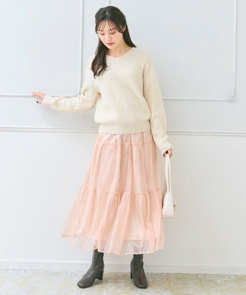 Feroux / フェルゥ セットアップ | ニット×ティアードレース スカート | 詳細25