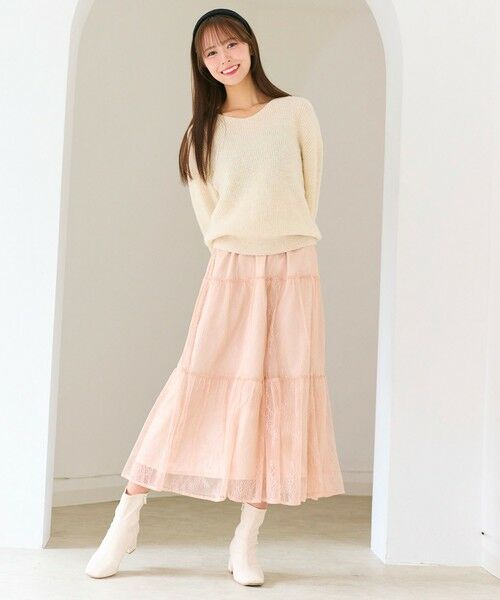 Feroux / フェルゥ セットアップ | ニット×ティアードレース スカート | 詳細27