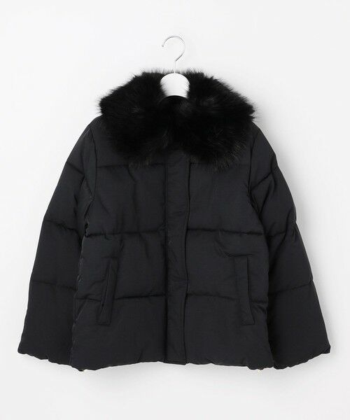 Feroux / フェルゥ ダウンジャケット・ベスト | ファーカラー付き・ダウン見え中綿 ジャケット(ブラック系)