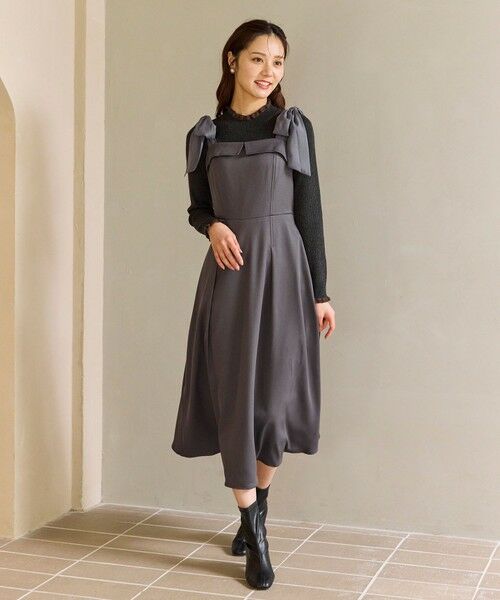 Feroux / フェルゥ ロング・マキシ丈ワンピース | シアーリボンショルダー ジャンパースカート | 詳細19