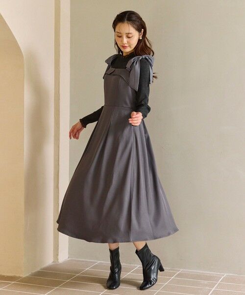 Feroux / フェルゥ ロング・マキシ丈ワンピース | シアーリボンショルダー ジャンパースカート | 詳細20