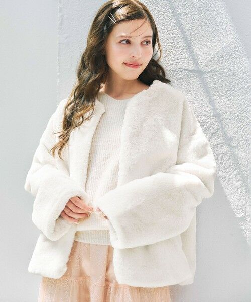 Feroux / フェルゥ その他アウター | フェイクファー ジャケット（アイボリー系）