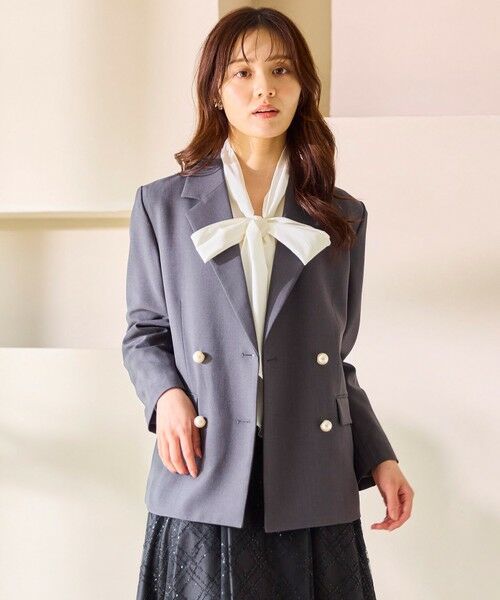 Feroux / フェルゥ テーラードジャケット | パール釦テーラード ジャケット(グレー系)
