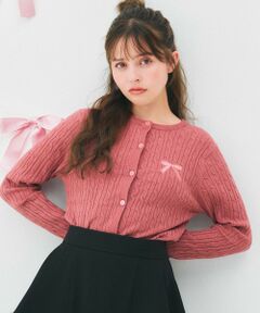 Feroux / フェルゥ カーディガン・ボレロ | ケーブル編み×リボン刺繍 ニット カーディガン