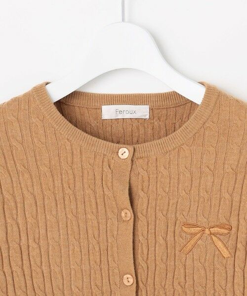 Feroux / フェルゥ カーディガン・ボレロ | ケーブル編み×リボン刺繍 ニット カーディガン | 詳細7
