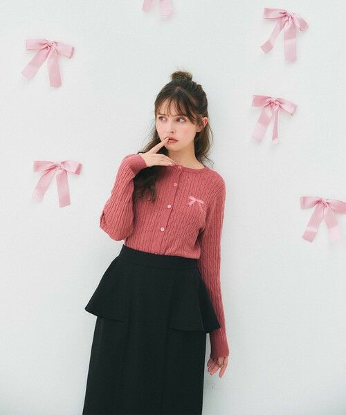 Feroux / フェルゥ カーディガン・ボレロ | ケーブル編み×リボン刺繍 ニット カーディガン | 詳細15