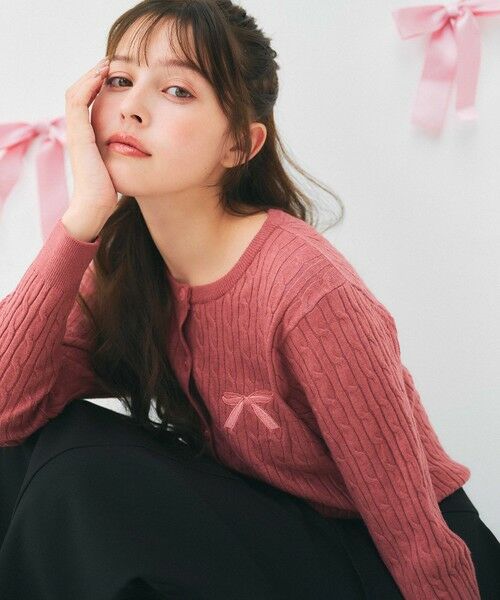 Feroux / フェルゥ カーディガン・ボレロ | ケーブル編み×リボン刺繍 ニット カーディガン | 詳細16