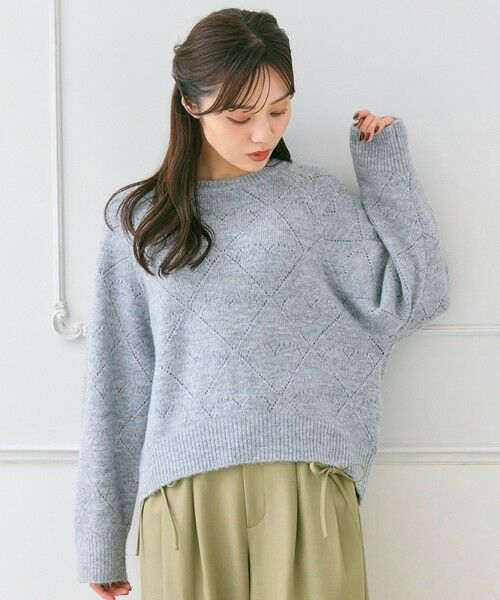 Feroux / フェルゥ ニット・セーター | ハート柄ニット プルオーバー（ライトグレー系）