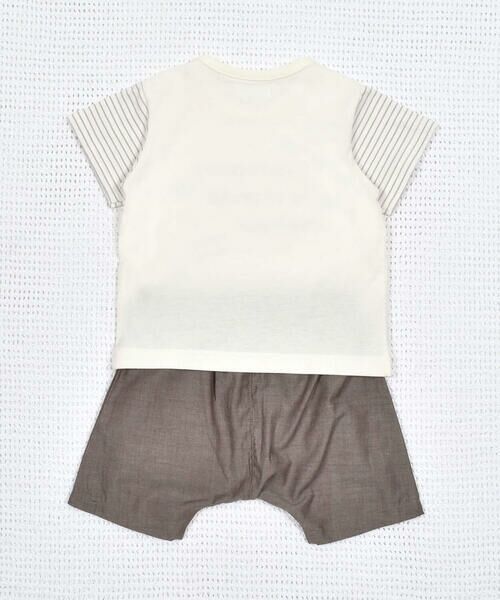 fillot de bebe reduction / フィヨ デュ ベベ ルダクティオン セットアップ | 天竺袖ボーダーTシャツ&ダンガリーパンツセット(70~90cm) | 詳細3