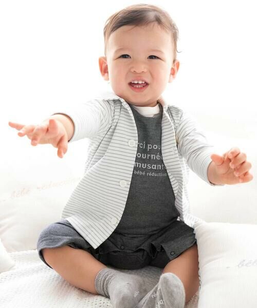 fillot de bebe reduction / フィヨ デュ ベベ ルダクティオン ロンパース | 天竺ボーダーシャツ&ロンパースセット(70~80cm) | 詳細3