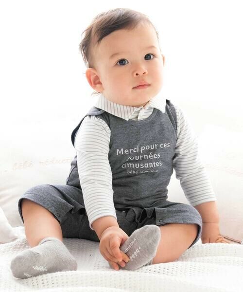 fillot de bebe reduction / フィヨ デュ ベベ ルダクティオン ロンパース | 天竺ボーダーシャツ&ロンパースセット(70~80cm) | 詳細4