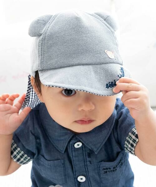 fillot de bebe reduction / フィヨ デュ ベベ ルダクティオン ベビー・キッズグッズ | 【 UVカット 】オックスくま耳日よけ付きキャップ(44~50cm) | 詳細2