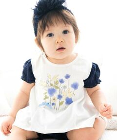fillot de bebe reduction / フィヨ デュ ベベ ルダクティオン ベビー・キッズウエア | 天竺花柄プリントパフスリーブTシャツ(70~90cm)