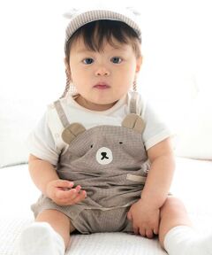 fillot de bebe reduction / フィヨ デュ ベベ ルダクティオン ロンパース | オーガニックコットンチェッククマ半袖カバーオール(70~80cm)