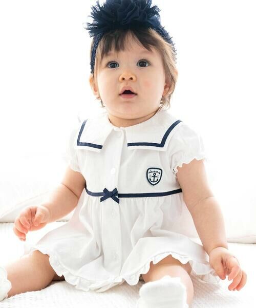 fillot de bebe reduction/フィヨ デュ ベベ ルダクティオン 天竺マリンセーラーブラウス(70~90cm) ホワイト M(80-90cm) fillot de bebe reduction/フィヨ デュ ベベ ルダクティオン 天竺マリンセーラーブラウス(70~90cm) ホワイト M(80-90cm)