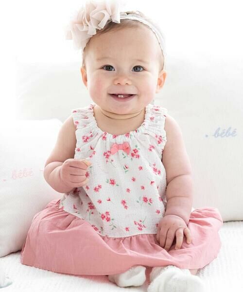 fillot de bebe reduction/フィヨ デュ ベベ ルダクティオン 花柄リップルチュニック(70~90cm) ピンク系 ワンサイズ fillot de bebe reduction/フィヨ デュ ベベ ルダクティオン 花柄リップルチュニック(70~90cm) ピンク系 ワンサイズ