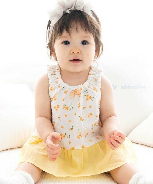 fillot de bebe reduction/フィヨ デュ ベベ ルダクティオン 花柄リップルチュニック(70~90cm) イエロー系 ワンサイズ fillot de bebe reduction/フィヨ デュ ベベ ルダクティオン 花柄リップルチュニック(70~90cm) イエロー系 ワンサイズ