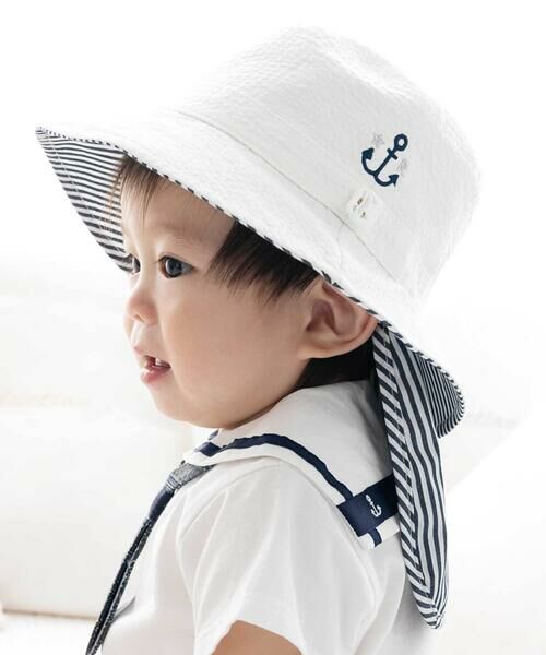 fillot de bebe reduction/フィヨ デュ ベベ ルダクティオン サッカーマリンハット(44~50cm) ホワイト L(48-50cm) fillot de bebe reduction/フィヨ デュ ベベ ルダクティオン サッカーマリンハット(44~50cm) ホワイト L(48-50cm)